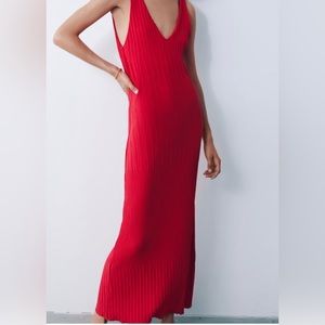 Zara Red Sexy Midi Dress Size S